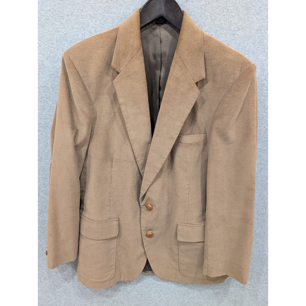 VTG‎ Mens Corduroy Blazer WFF by Farah Brown Sport Coat Jacket Elbow Patch 44R